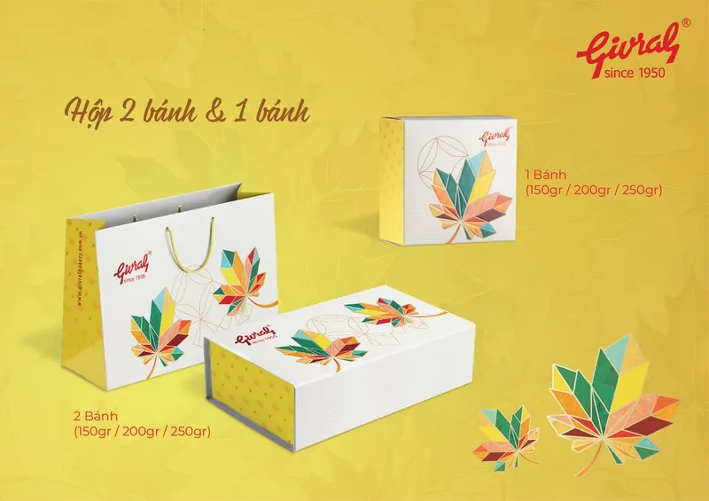 Hộp 2 bánh Trung thu Givral 2026 trắng lá phong đa sắc